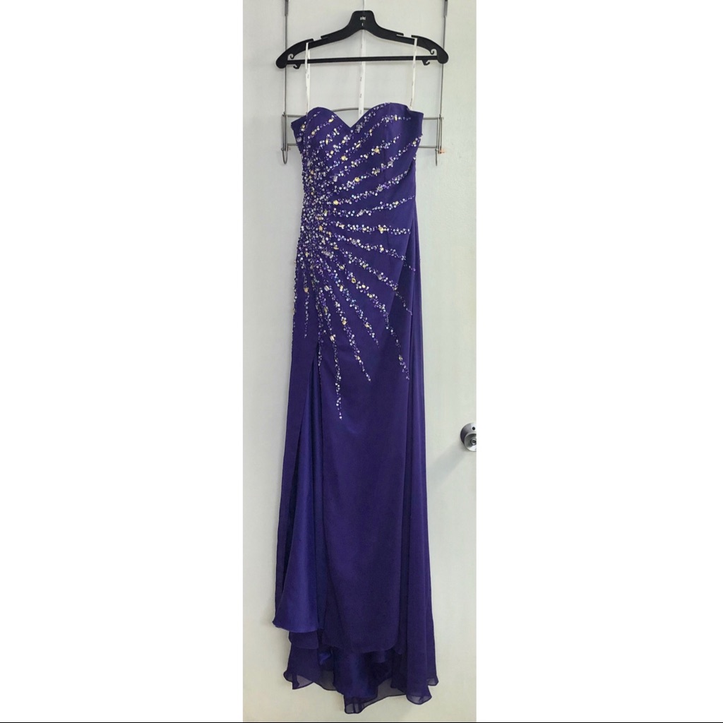 Strapless Purple Sequined Gown